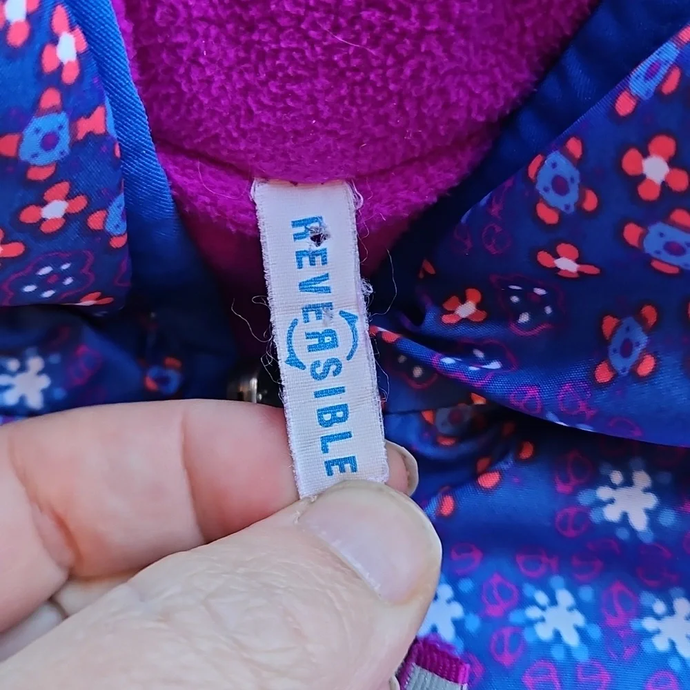 Columbia Reversible Blue And PINK Floral Puffer Fleece Jacket XL (18/20)